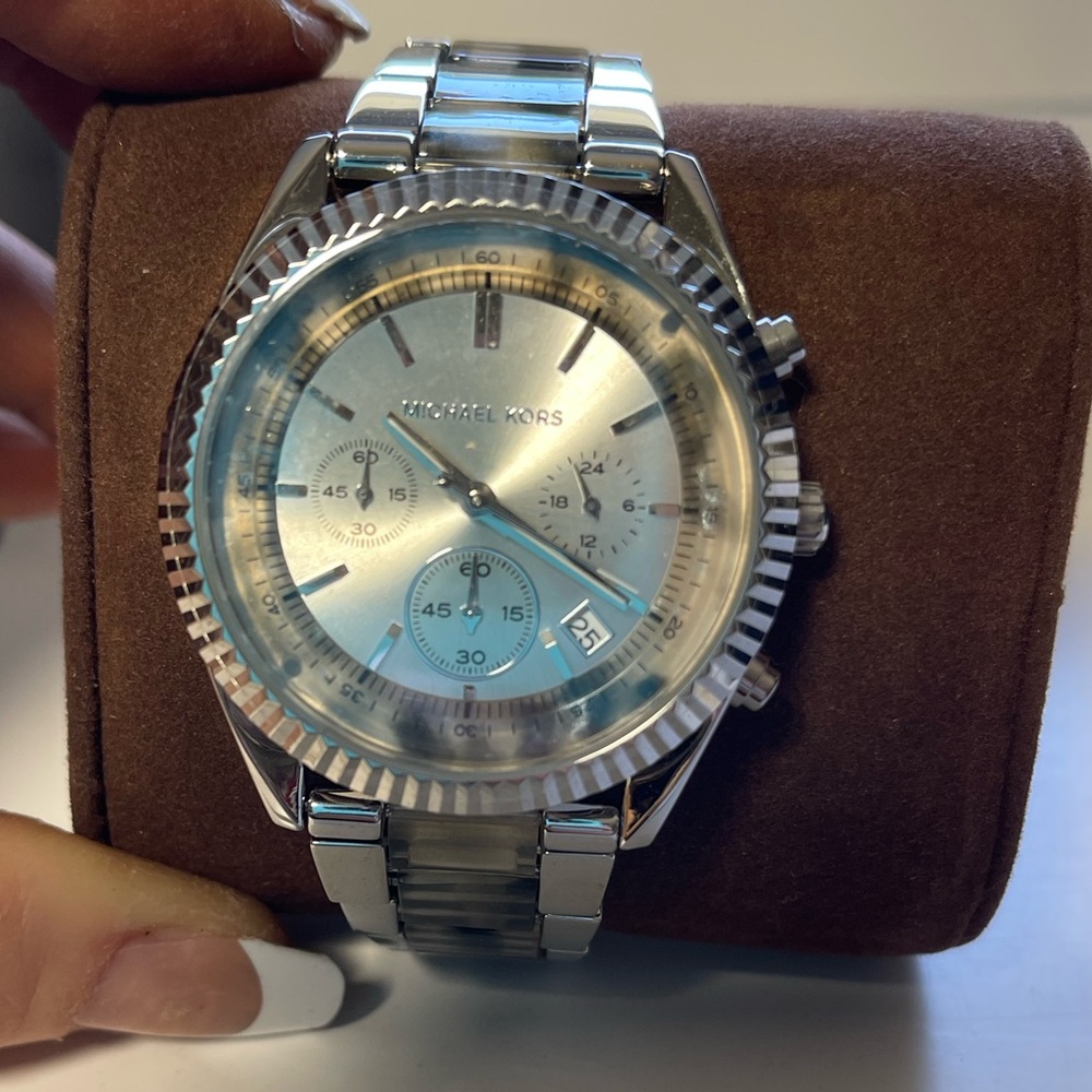 Michael Kors watch - silver with acrylic tortoise shell. NIB